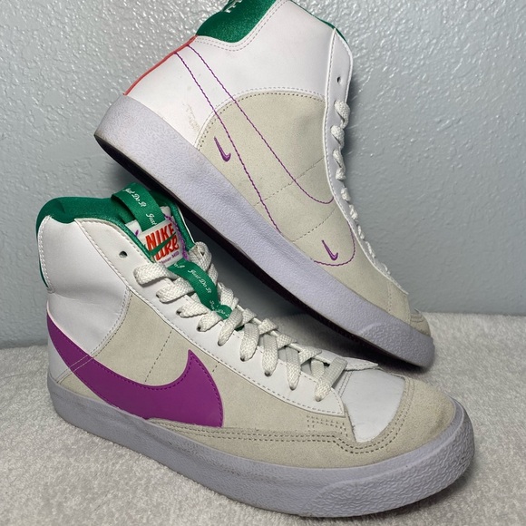 Nike Blazers- green, purple and white- youth 6.5 - Picture 7 of 8